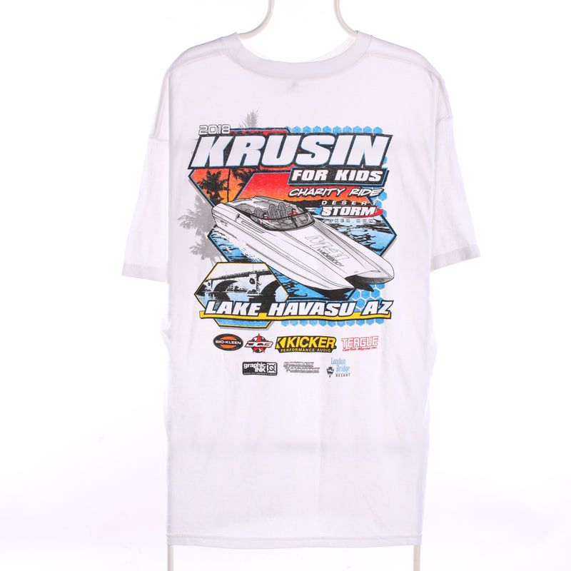 Unknown 90's Back Print Racing Short Sleeve T Shirt XLarge White