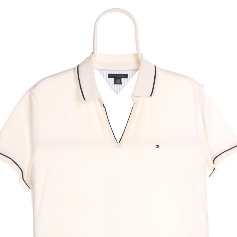 Tommy Hilfiger 90's V Neck Short Sleeve Polo Shirt XLarge White