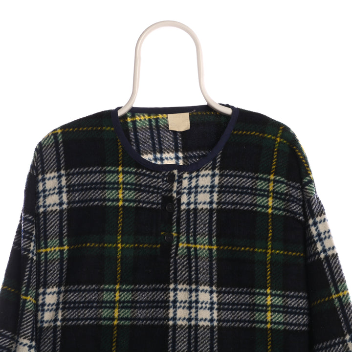 A fleur de Peau 90's Check Quarter Button Fleece XXLarge Navy Blue Close up