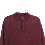 Chaps Ralph Lauren 90's Quarter Button Knitted Jumper / Sweater XLarge Burgundy Red