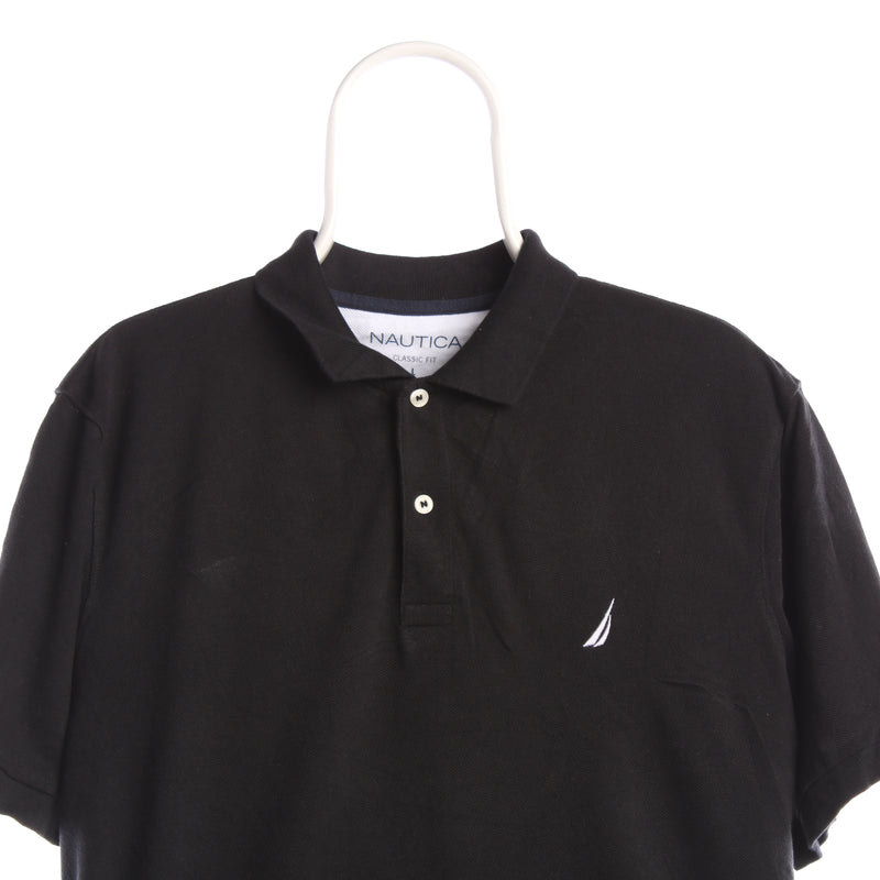 Nautica 90's Short Sleeve Button Up Polo Shirt Large Black
