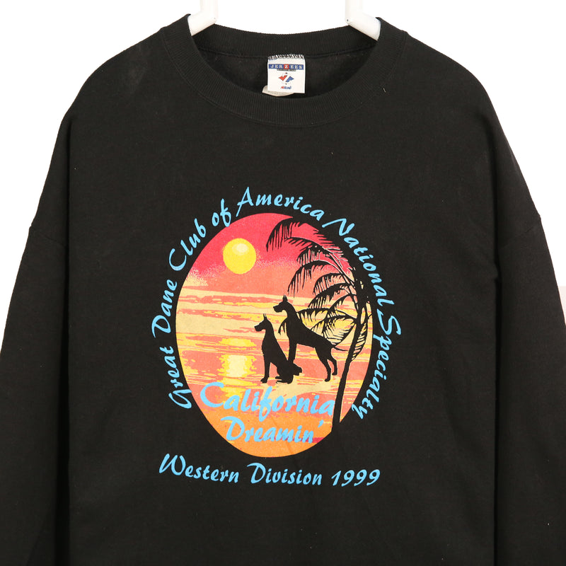 Jerzees 90's Califonia Dreamin Crewneck Sweatshirt XLarge Black
