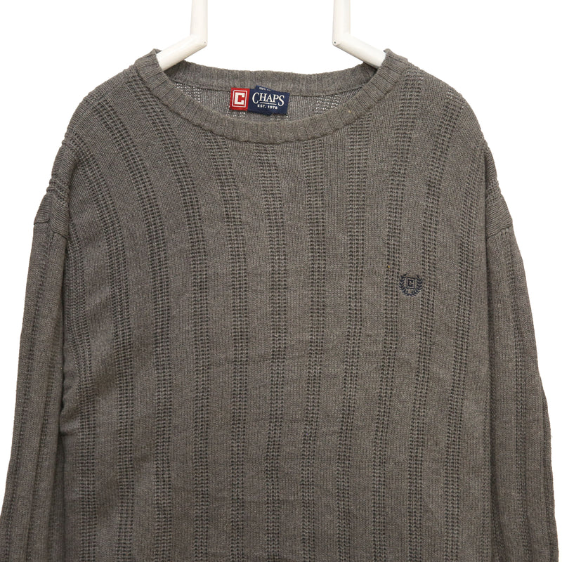 Chaps 90's Knitted Cable Jumper Large Grey