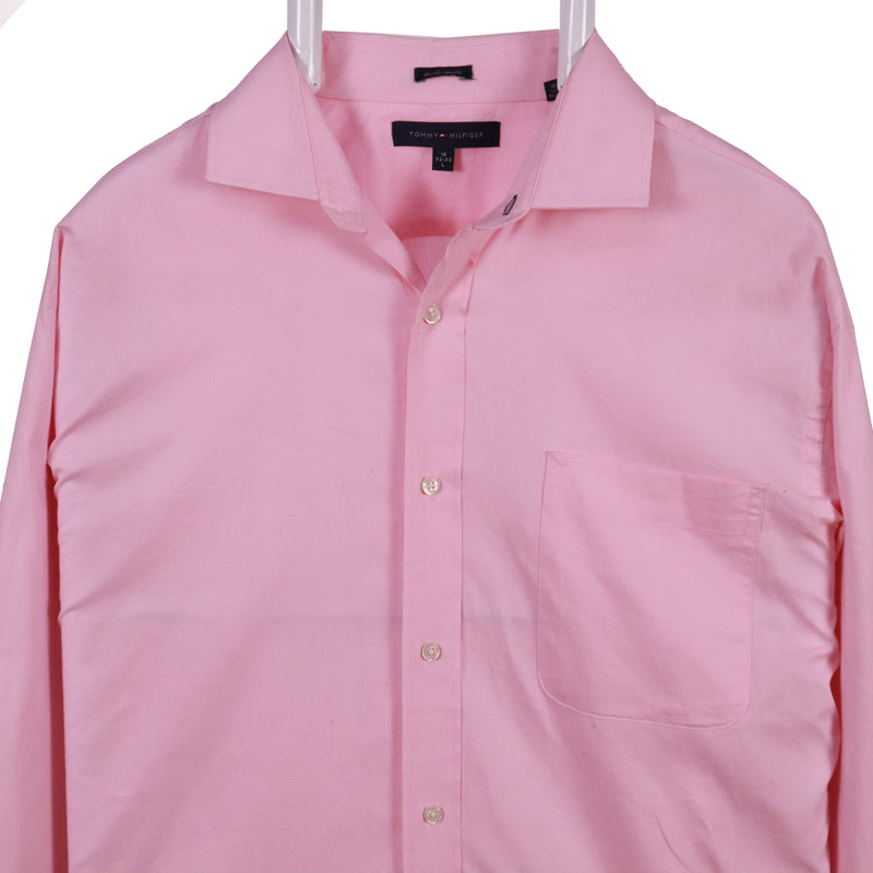Tommy Hilfiger 90's Plain Long Sleeve Button Up Shirt Large Pink