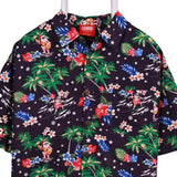 Lowes 90's Christmas Button Up Short Sleeve Hawaiian Pattern Shirt Large Green
