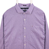 Tommy Hilfiger 90's Button Up Long Sleeve Striped Shirt XLarge Purple