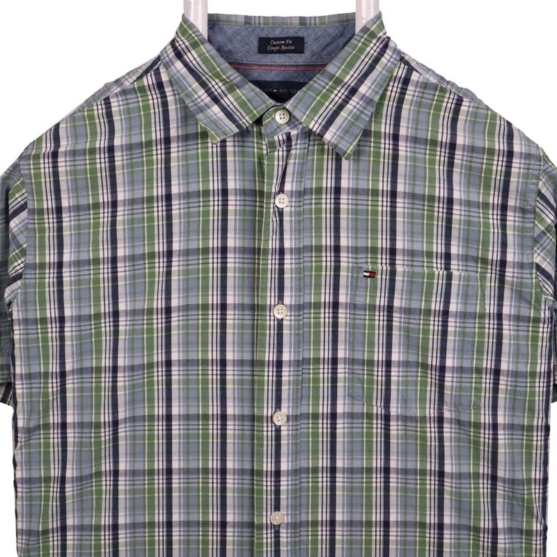 Tommy Hilfiger 90's Short Sleeve Single Stitch Button Up Shirt Medium Green