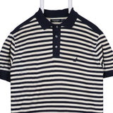Nautica 90's Striped Quarter Button Short Sleeve Polo Shirt Small Navy Blue