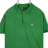 Chaps 90's Short Sleeve Button Up Polo Shirt Medium Green