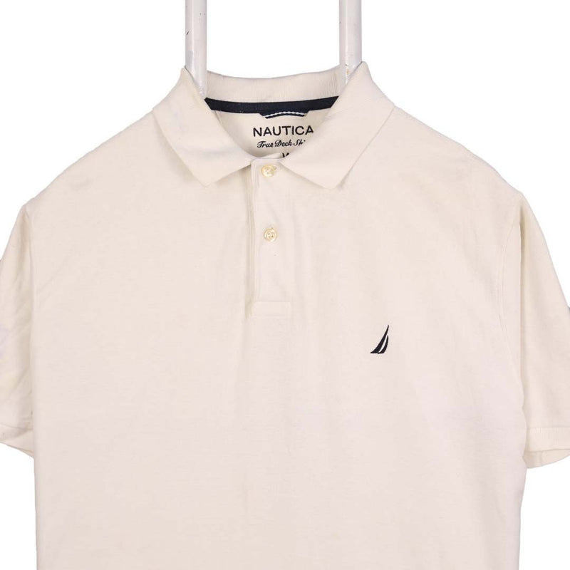 Nautica 90's Short Sleeve Button Up Polo Shirt Medium White