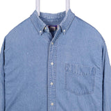 North Crest 90's Denim Long Sleeve Button Up Shirt Medium Blue