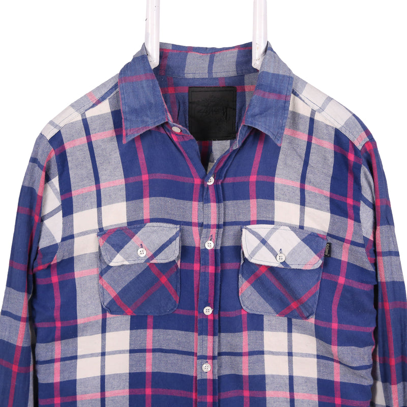 Stussy 90's Lumberjack Check Long Sleeve Shirt Large Blue