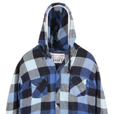 Does It look like A Shirt 90's Long Sleeve Button Up Hooded Shirt XLarge Blue
