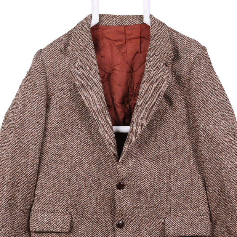 Harris Tweed 90's Tweed Wool Jacket Button Up Long Sleeve Blazer 42 Beige Cream