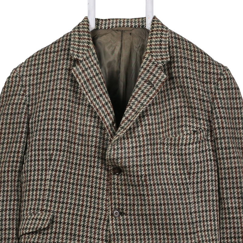 Harris Tweed 90's Tweed Wool Jacket Button Up Long Sleeve Blazer 44 Beige Cream