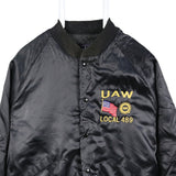 King louie 90's UAW Local Button Up Nylon Sportswear Varsity Jacket XLarge Black