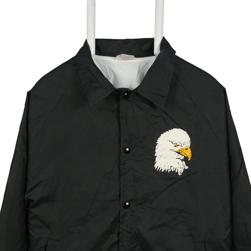 Auburn 90's Button Up Nylon Sportswear small logo Bomber Jacket Large Black