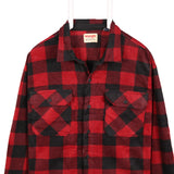 Wrangler 90's Fleece Long Sleeve Button Up Check Shirt XXLarge (2XL) Red