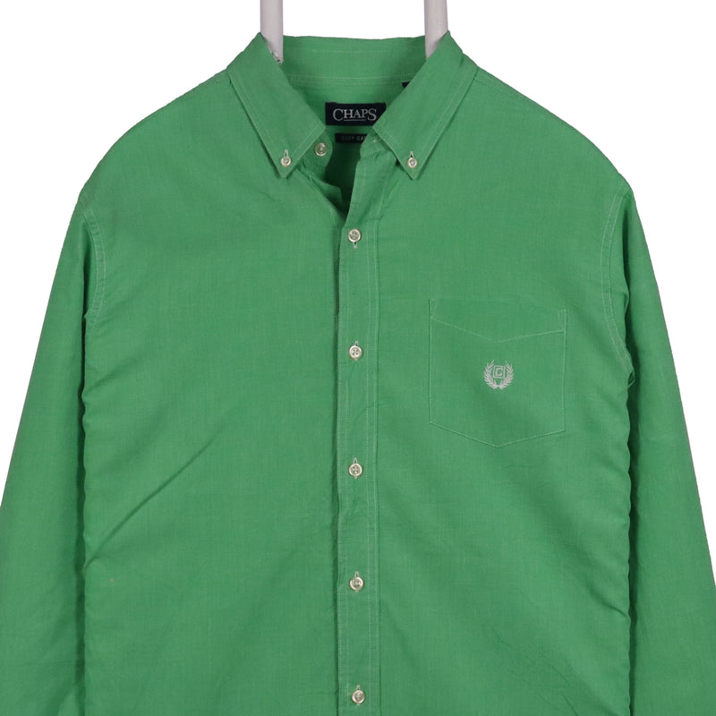 Chaps 90's Plain Long Sleeve Button Up Shirt XLarge Green