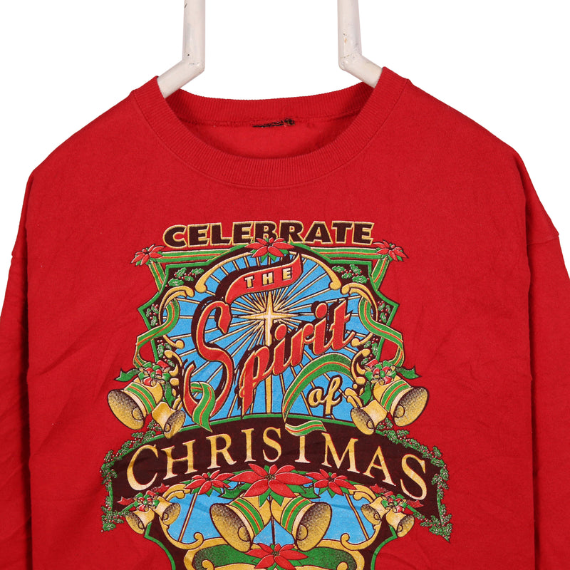 The Spirit Of Christmas 90's Pullover Crewneck Sweatshirt XLarge (missing sizing label) Red