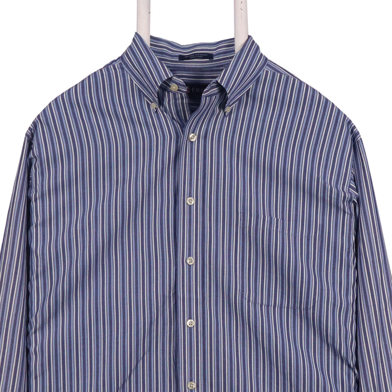 Chaps 90's Long Sleeve Button Up Striped Shirt XLarge Blue