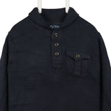 Chaps 90's Quarter Button Long Sleeve Knitted Jumper Medium Navy Blue