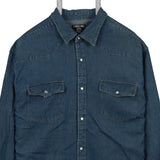 Cherokee 90's Denim Long Sleeve Button Up Shirt Large Blue