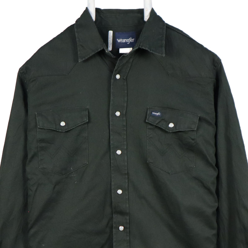 Wrangler 90's Button Up Long Sleeve Shirt XLarge Green