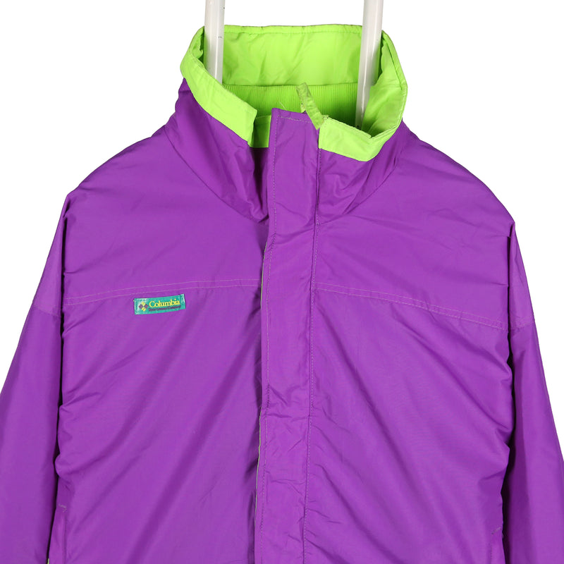 Columbia 90's Ski Zip Up Spellout Logo Windbreaker Jacket XLarge Purple