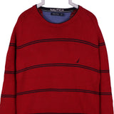 Nautica 90's Knitted Crewneck Heavyweight Jumper / Sweater XLarge Red