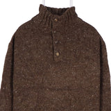 Polo Ralph Lauren 90's Quarter Button Knitted Long Sleeve Jumper XLarge Brown