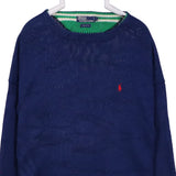 Polo Ralph Lauren 90's Knitted Single Stitch Long Sleeve Jumper Large Navy Blue