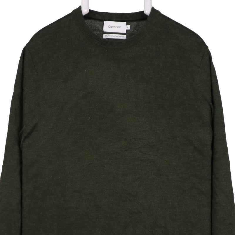 Calvin Klein 90's Knitted Crewneck Jumper / Sweater Medium Khaki Green
