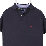 Tommy Hilfiger 90's Button Up Short Sleeve small logo Polo Shirt XSmall Black