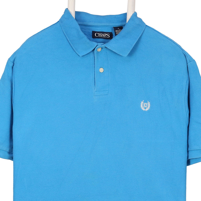 Chaps 90's Short Sleeve Button Up Polo Shirt Medium Blue