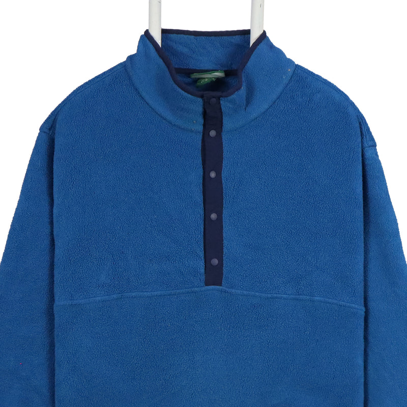 L.L.Bean 90's Quarter Button Long Sleeve Pullover Fleece Jumper XLarge Blue