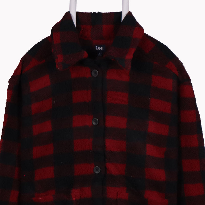 Lee 90's Lumberjack Wool Button Up Fleece Jumper XLarge Black