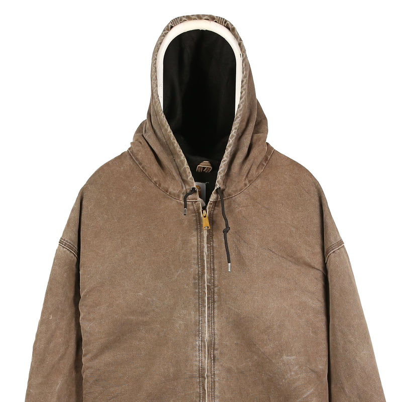 Carhartt 90's Hooded Heavyweight Zip Up Workwear Jacket XXXXLarge (4XL) Brown