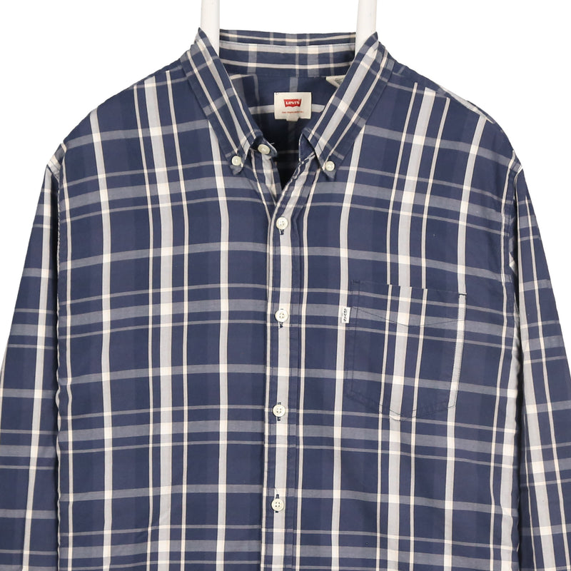 Levi's 90's Check Long Sleeve Button Up Shirt XLarge Navy Blue