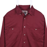 Wrangler 90's Long Sleeve Button Up Plain Shirt Medium Burgundy Red