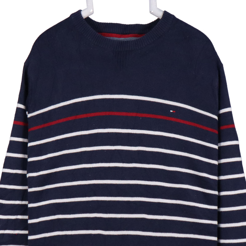 Tommy Hilfiger 90's Single Stitch Long Sleeve Jumper Sweatshirt XLarge Navy Blue
