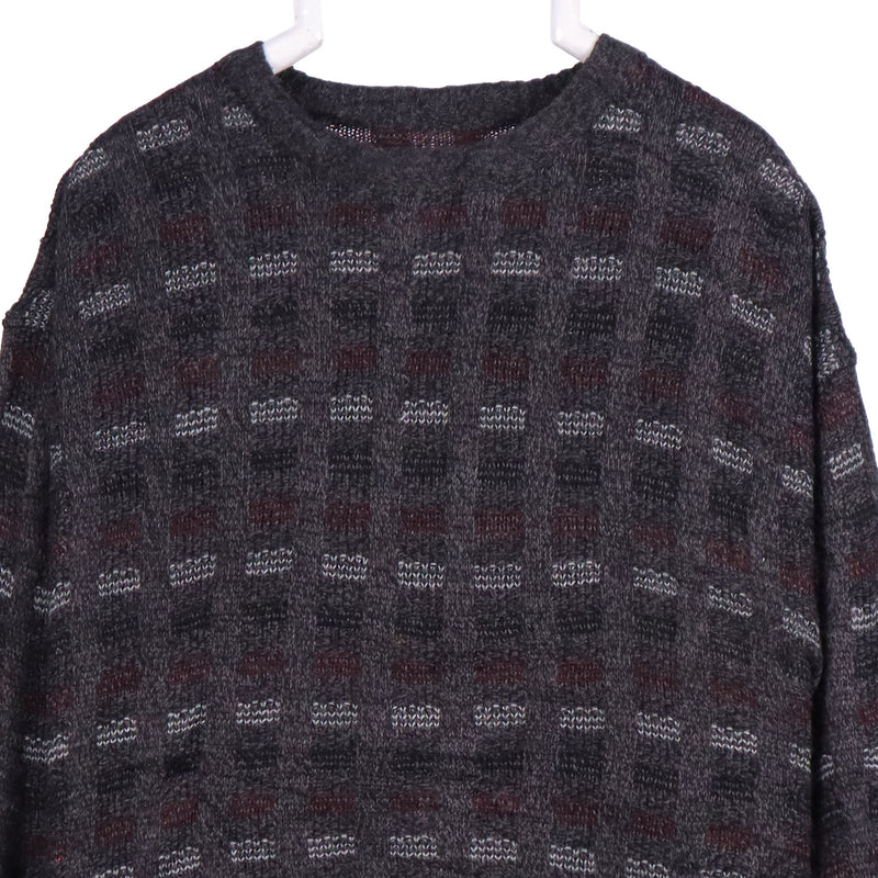 Munsingwear 90's Coogi Style Knitted Crewneck Jumper / Sweater XLarge Grey