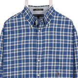 Tommy Hilfiger 90's Tartened lined Check Button Up Long Sleeve Shirt Large Blue