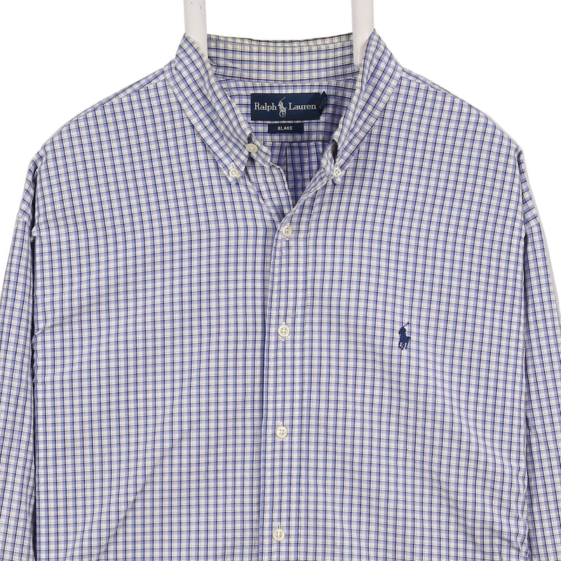 Ralph Lauren 90's Long Sleeve Button Up Check Shirt XLarge Blue