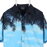 Now 90's Hawaiian Pattern Short Sleeve Button Up Shirt Medium Blue