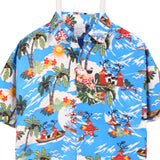 SSLR 90's Hawaiian Pattern Short Sleeve Button Up Shirt Large Blue