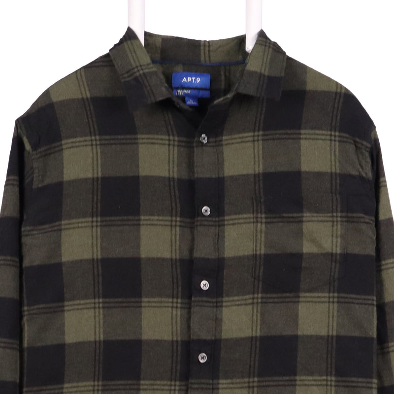 Apt 9 90's Check Long Sleeve Button Up Shirt XLarge Black