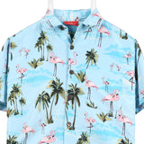 Lowes 90's Hawaiian Pattern Short Sleeve Button Up Shirt XSmall Blue