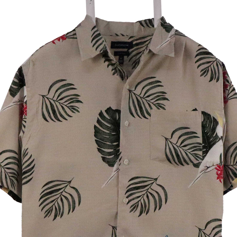 Croft And Barrow 90's Hawaiian Pattern Short Sleeve Button Up Shirt Medium Beige Cream