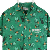 Island Style 90's Graphic Short Sleeve Button Up Shirt Small Green